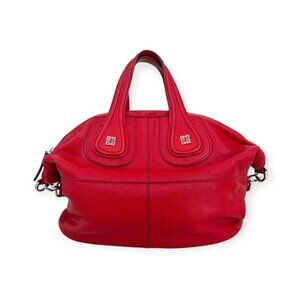 Authentic Givenchy Medium Red Leather Nightingale Top Handle Satchel Bag
